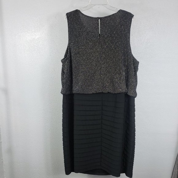 Scarlett Women's 24W Black Silver Textured Knee Length Sleeveless Dress Gown - Picture 6 of 13